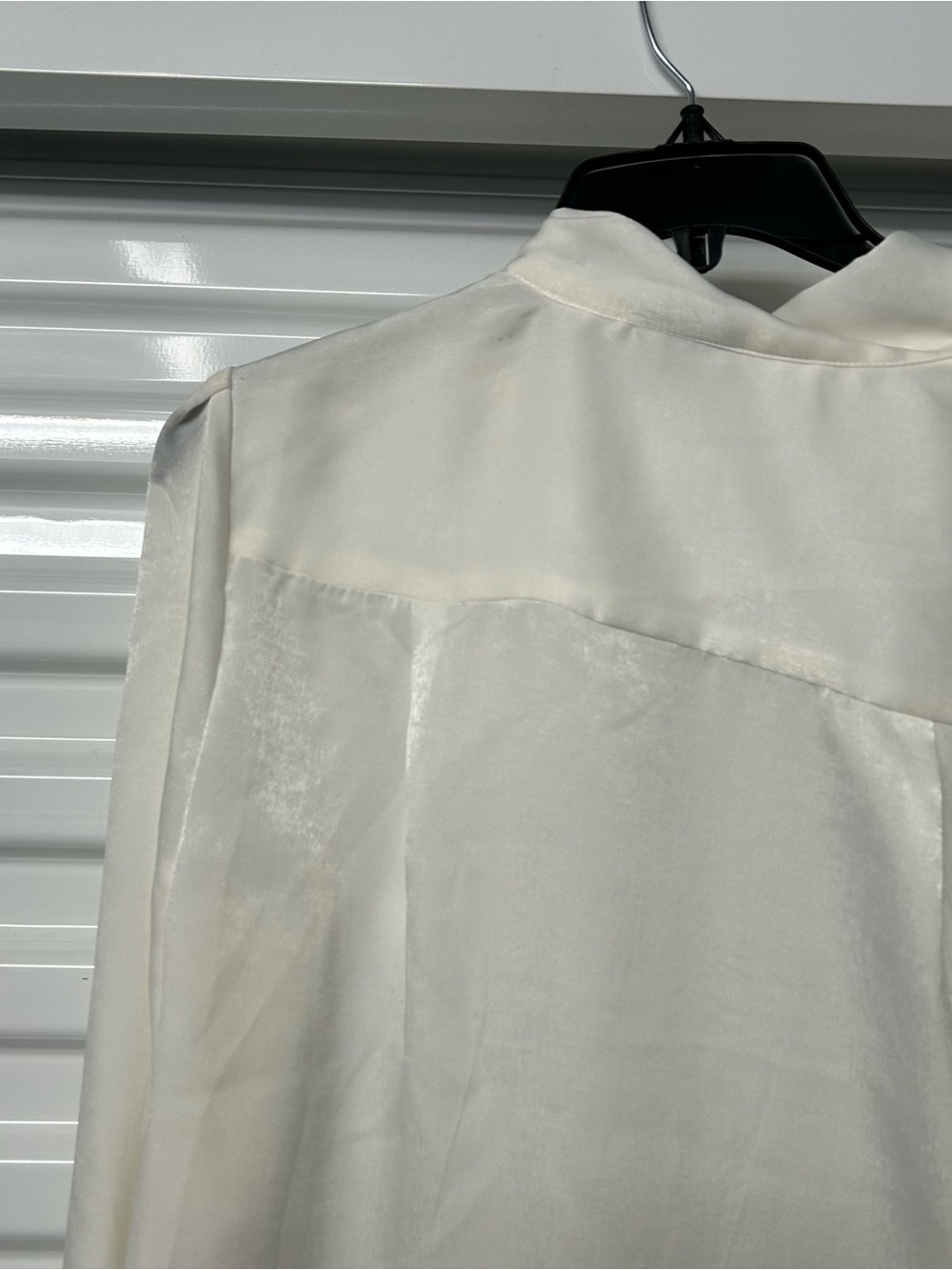 Worthington Cream Satin Tie-Neck Blouse with Shoulder Buttons - Picture 9 of 14